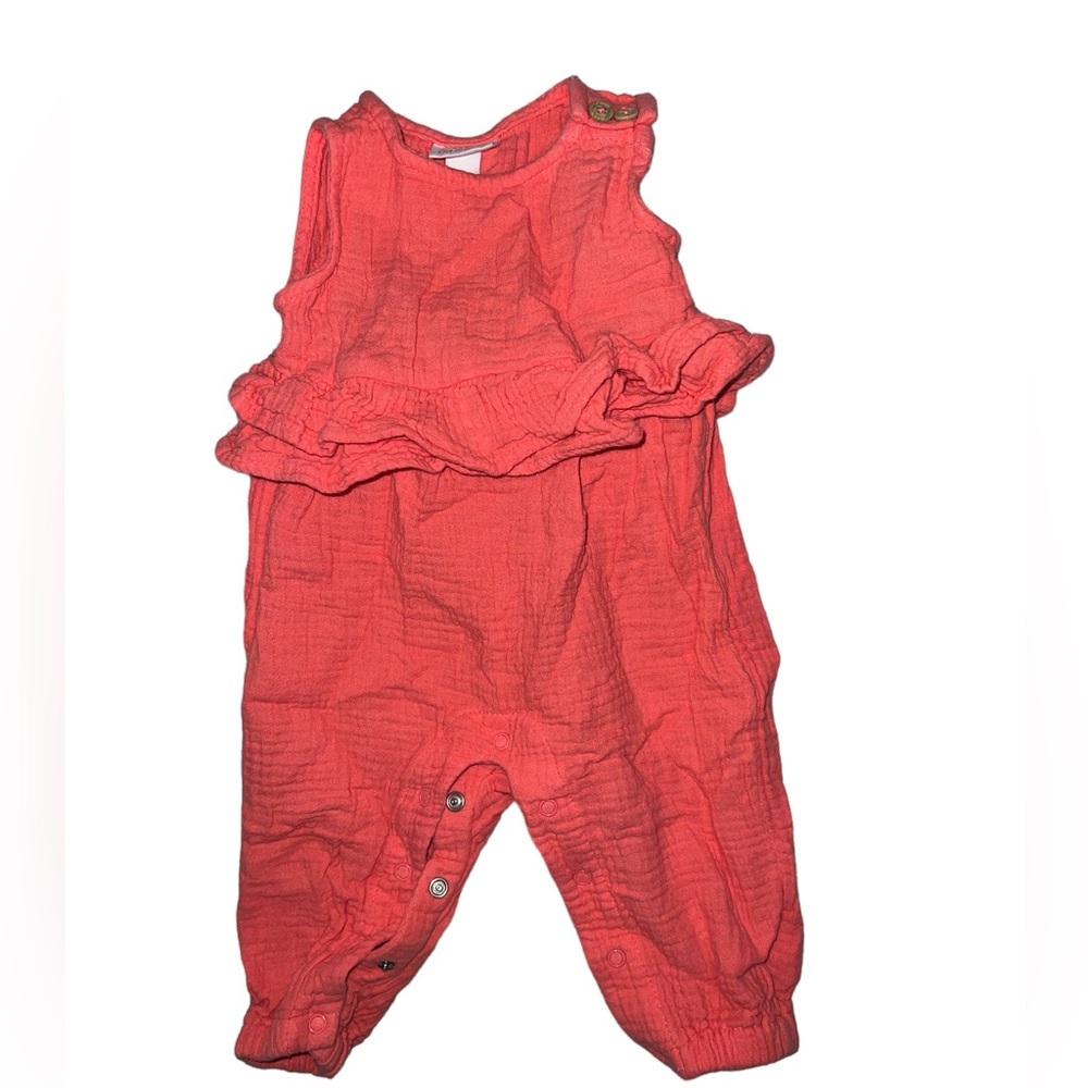 CAT & JACK |  BABY GIRLS CORAL RUFFLE ONE PIECE OUTFIT SZ 3-6 MONTHS